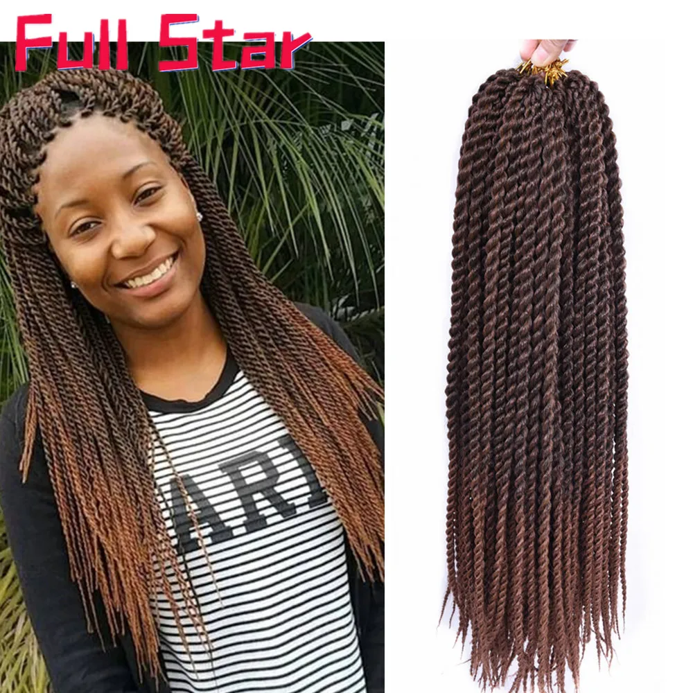 

Full Star Senegalese Crochet Twist Braids Hair 14“ 18" Blonde Brown Black Grey Braid Hair Ombre Senegal Braiding Synthetic Hairs