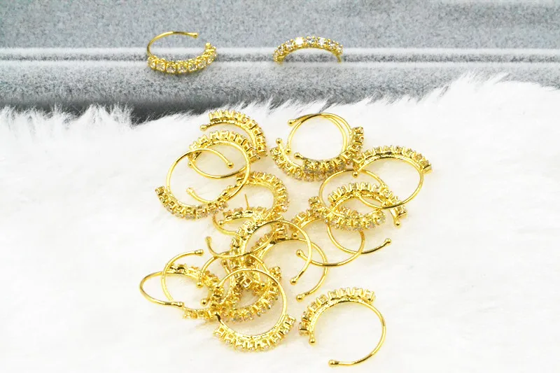 50 Stück Nasenring-Ohrstecker aus 925er-Sterlingsilber, glänzende CZ-Edelsteine, Körperschmuck, kein Piercing, Ohrhelix – Detail 7