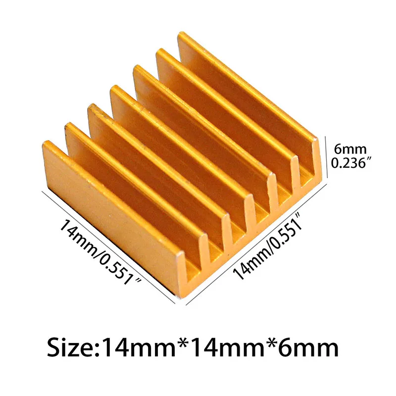 30 stücke YOUNUON 14x14x6mm Goldene Aluminium Kühlkörper 14mm x 6mm Chip CPU GPU VGA RAM LED IC kühlkörper Kühler mit 3M Klebeband