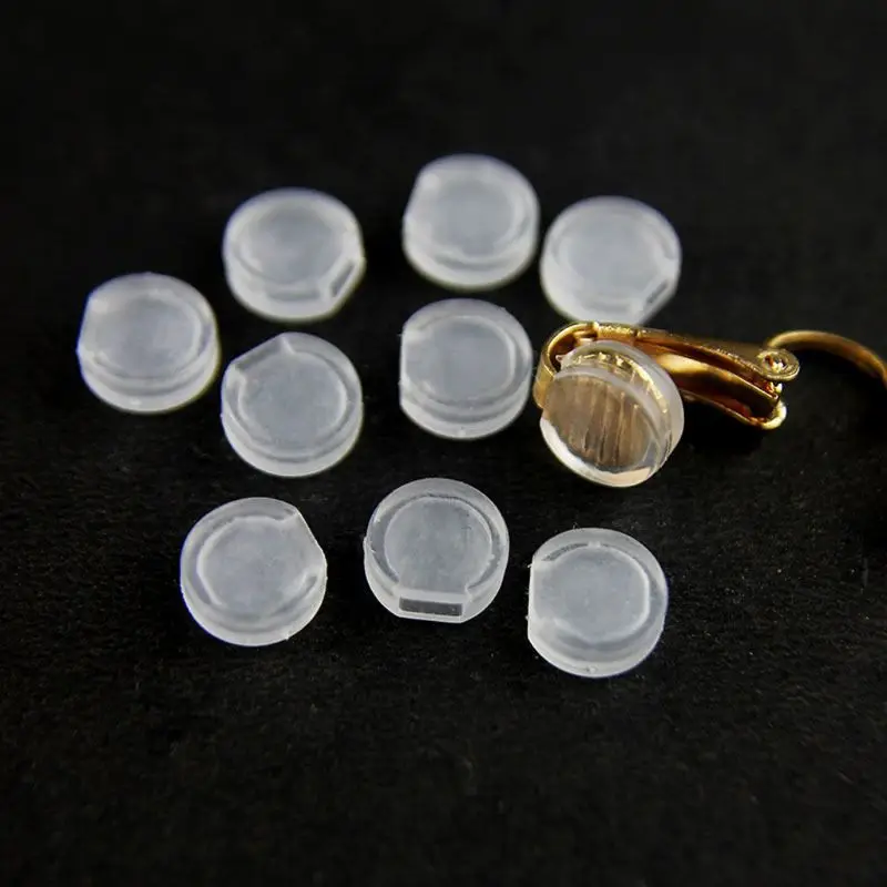 100Pcs Earring Pads Support Stabilizer Silicone Comfort Earring Cushion for All Sizes Clips on Earrings Jewelry Findings