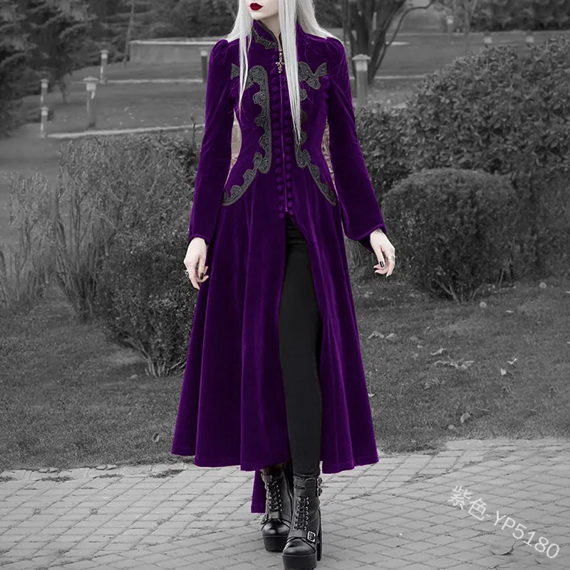 Renaissance Victorian Woman Jacket Medieval Steampunk Zipper Coat Vintage Gothic Tuxedo Long Coat Halloween Costumes For Women