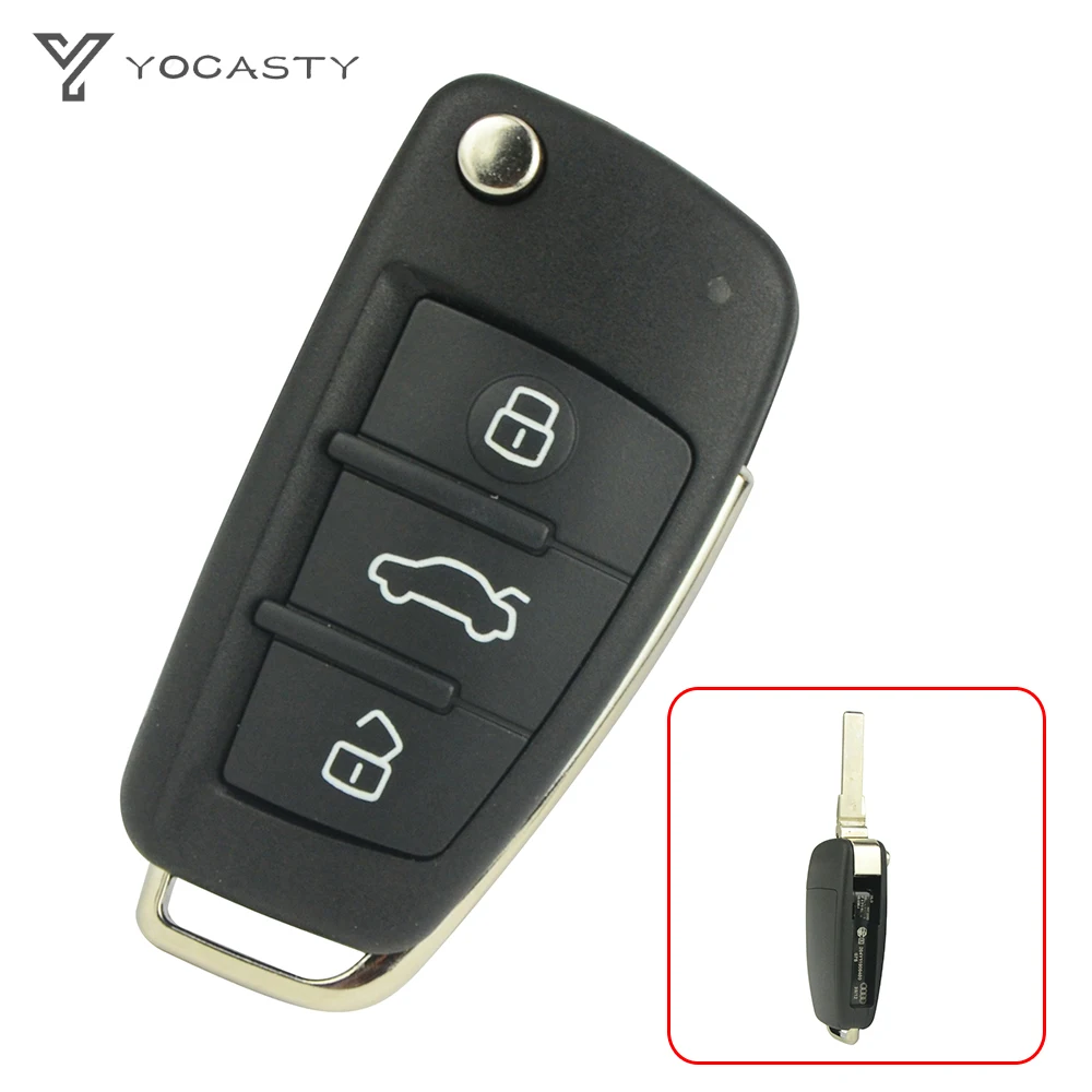 YOCASTY 8 p0837220d pilot z kluczykiem samochodowym z klapką do 2004 + Audi A1 A3 Q3 S1 S3 TT434 MHz ID48 Chip HU66 Blade