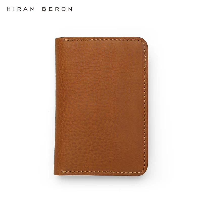 Hiram Beron Card Wallet Man Gift Italian Full Grain Vegetable Tanned Leather Vintage Look Credit Card Holder