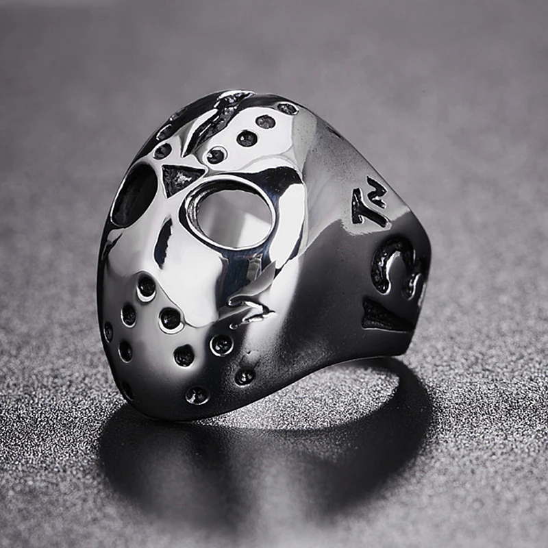 Newest Black Friday Killer Jason Mask Ring Men\'s Stainless Steel Punk Ring Male Hip Hop Biker Jewelry Creativity Gift Wholesale