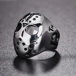 Newest Black Friday Killer Jason Mask Ring Men's Stainless Steel Punk Ring Male Hip Hop Biker Jewelry Creativity Gift Wholesale