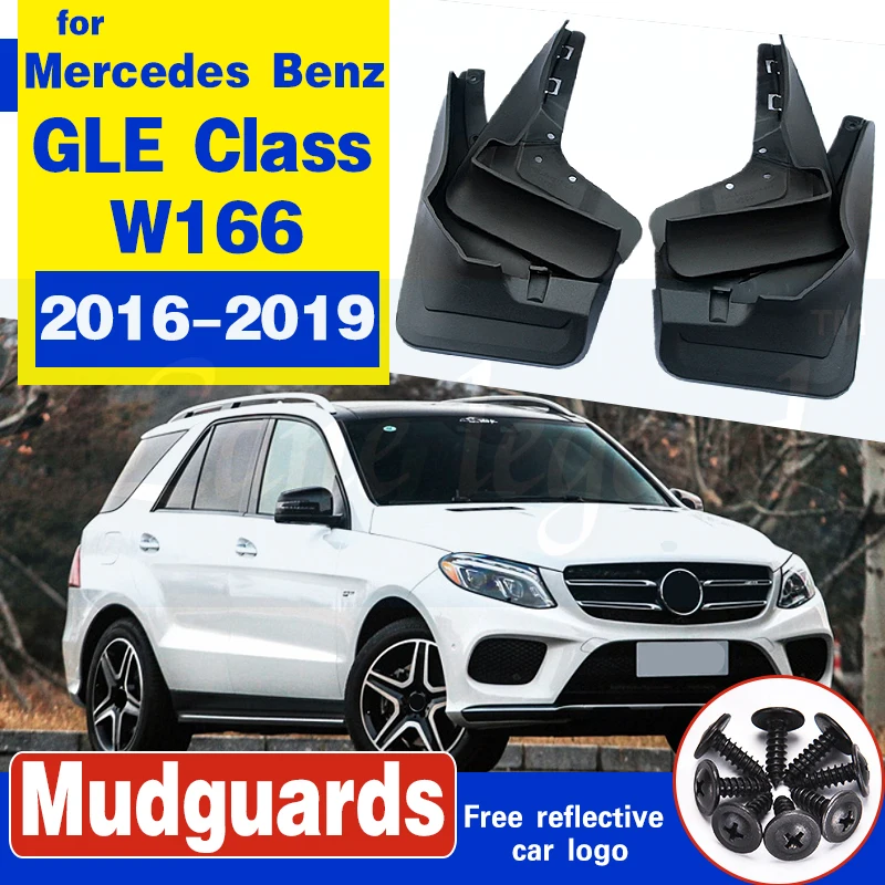 Set Mud Flaps For Mercedes Benz GLE Class W166 2016 2017 2018 2019 W/Running Board Mudflaps Splash Guards Front Rear Mudguards