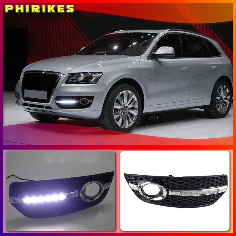 

1 set DRL For Audi Q5 2010 2011 2012 2013 LED DRL Daytime driving Running Lights Daylight Fog Lamp cover hole light