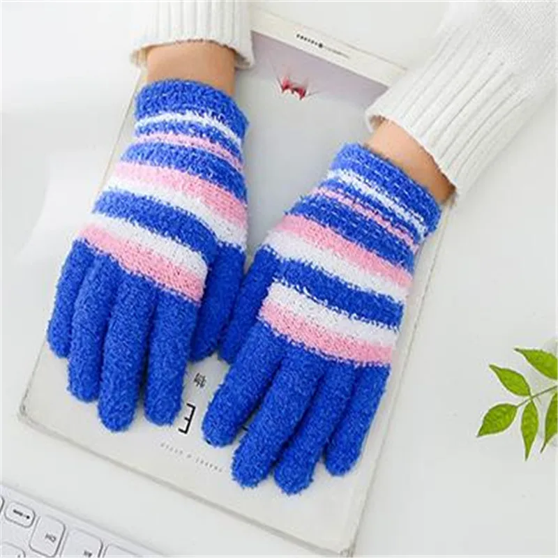 Ms manufacturers selling winter stripe coral fleece refers to all students lovely warm gloves jelly color cycling gloves  ST-061