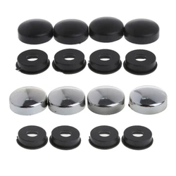 2021 New 8 Pcs ABS Chrome License Plate Frame Screw Nut Caps+Bolt Cover Set For Car