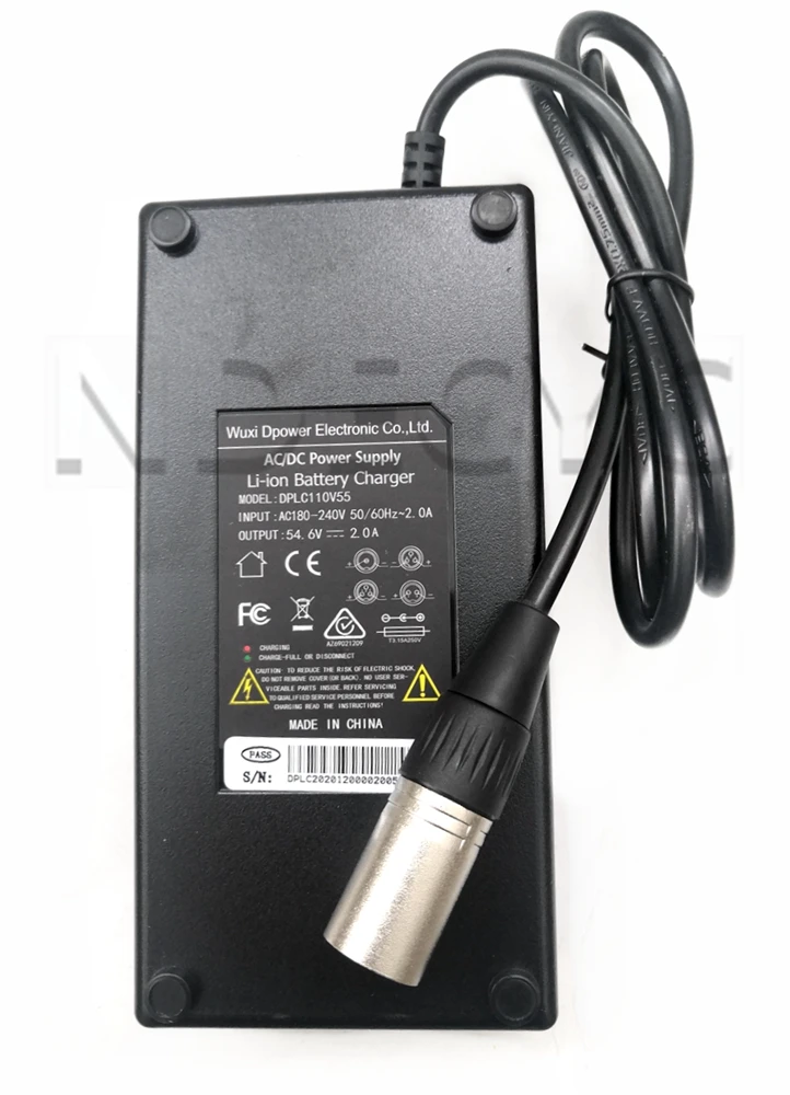 US stock 54.6V 2A/4A/5A Charger for 48V Li-ion e-bike Electric Bicycle Battery DC2.1 Plug XLR Plug