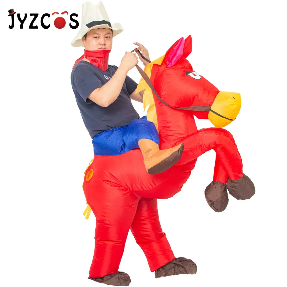 

JYZCOS Cowboy Ride Horse Inflatable Costumes Purim Halloween Costumes for Woman Man Adult Kids Animal Cosplay Carnival Costume