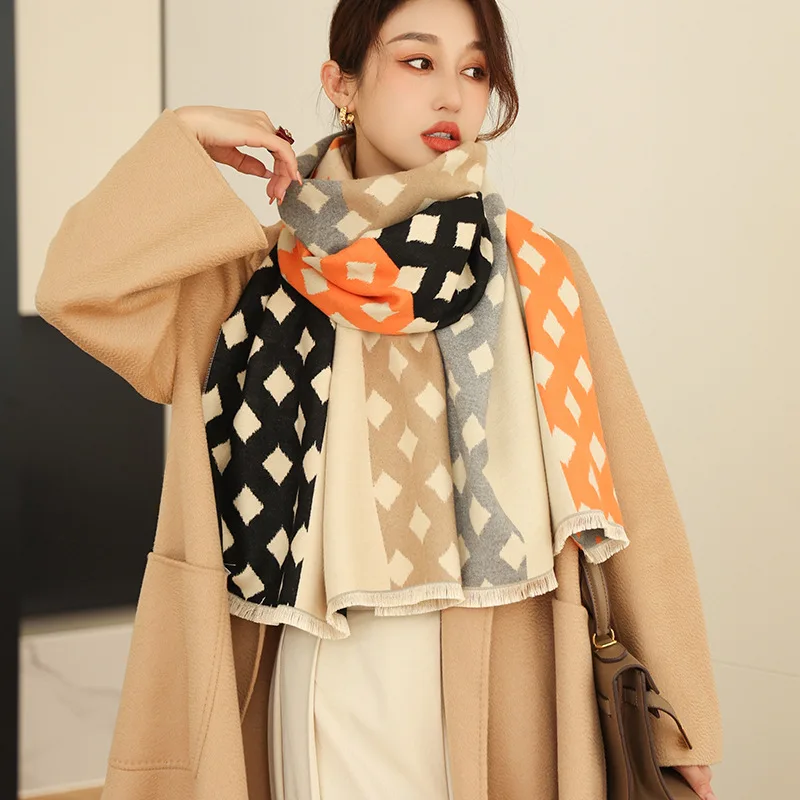 

2021 Winter Warm Shawls And Wraps Cashmere Scarf Women Scarves Thick Blanket Bufanda Ladies Pashmina Hijab Long Autumn Echarpe