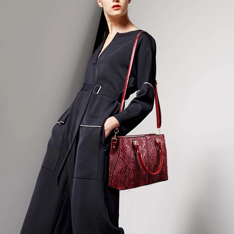 Luxury New Large Capacity Women Bag PU Leather Ladies Handbags and Purse Fashion Shiny Girls Shoulder Messenger Bag Tote femminile
