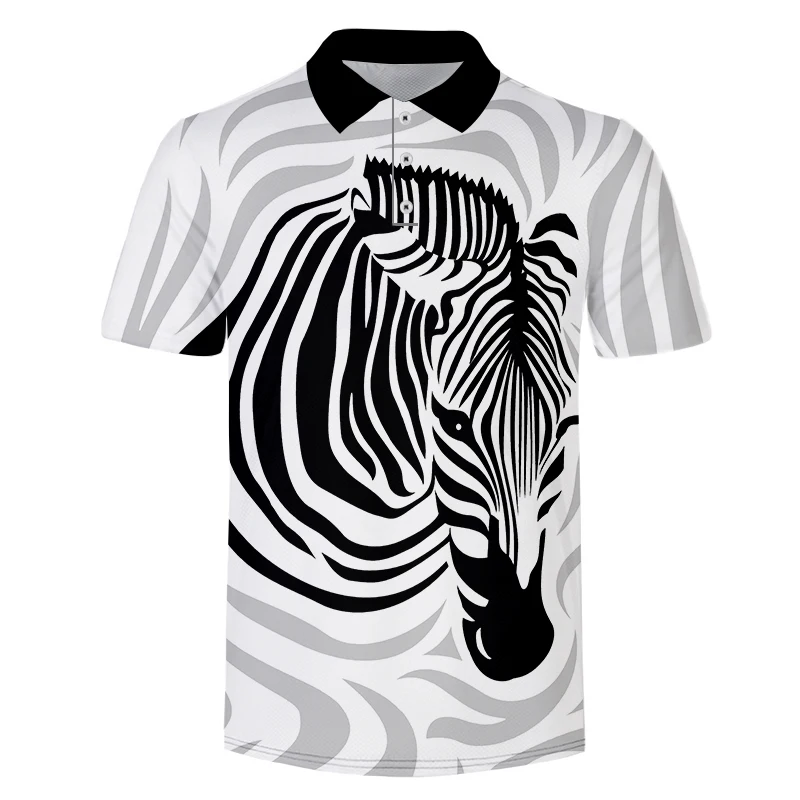 

Summer Men's Polo Shirt High Quality Zebra Animal 3D Print Men's Short Sleeve Fashion Casual Polo Shirt Casual Hip Hop Harajuku