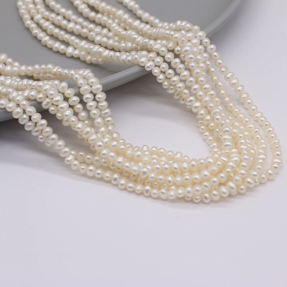 Natural Freshwater Pearl Near Round Beads Punch Loose Pearls For DIY Charm Bracelet Necklace Jewelry Accessories Making 3-3.5mm