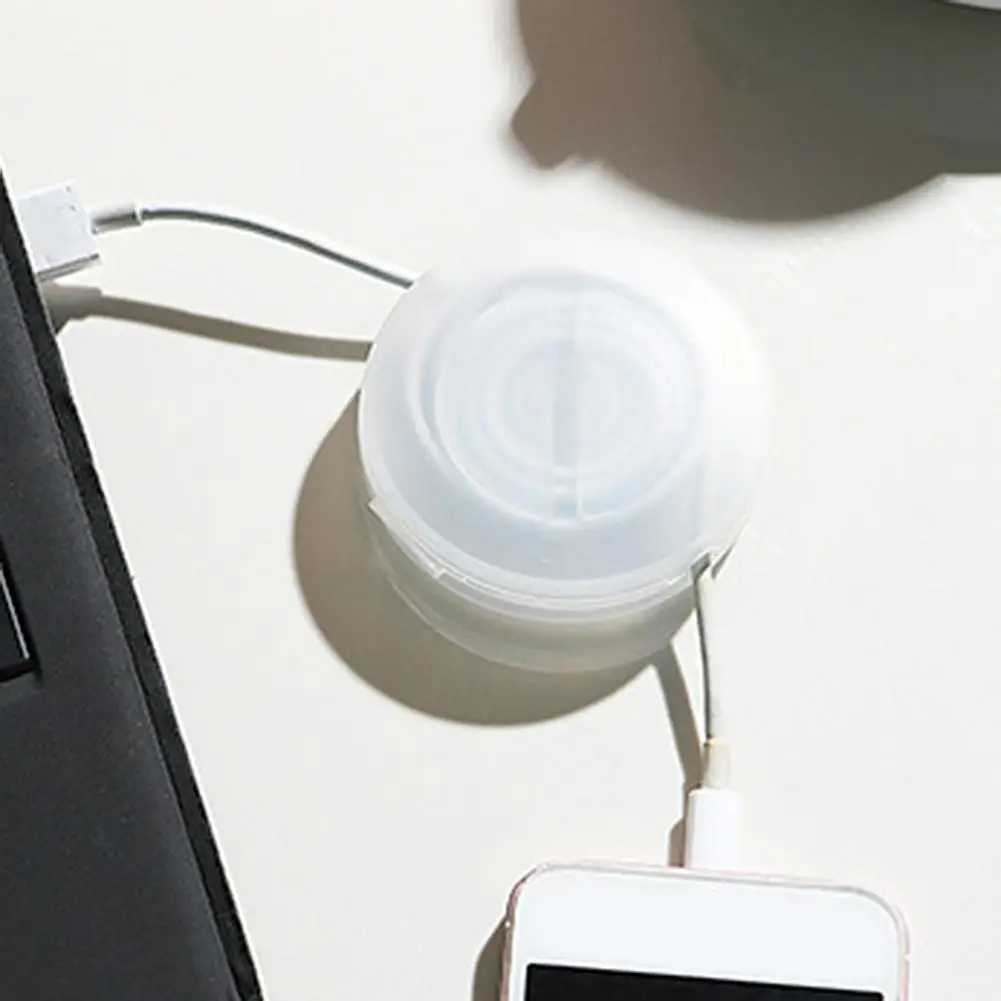 Multi-function Round Shaped All In Order Earphone Case Rotating Storage Jewelry Protective Wire Cable Organizer Data Line Box