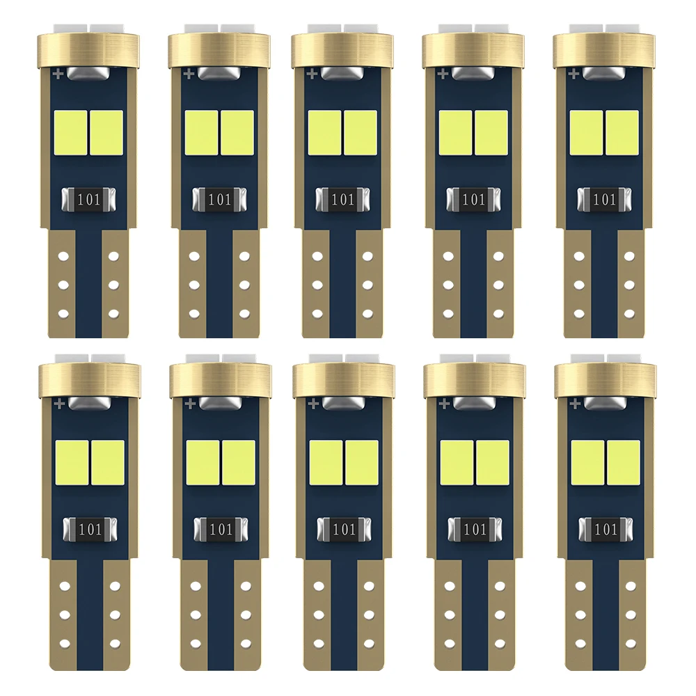 

10x T5 led 12v приборная панель W3W W1.2W Подсветка приборной панели автомобиля 6SMD лампа для чтения приборной панели для авто внутреннее освещение 6000k белый