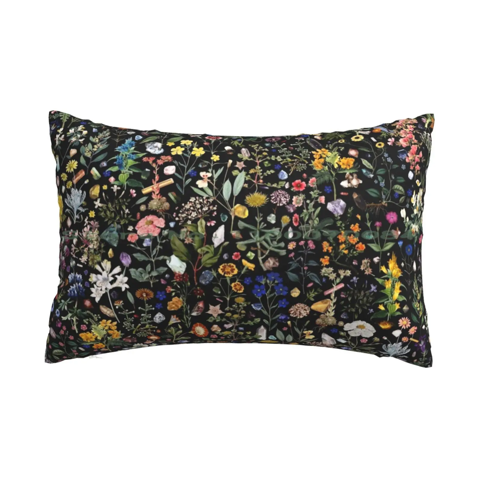 Healing Pillow Case 20x30 50*75 Sofa Bedroom Floral Digital Plant Flower Crystal Quartz Nature Colorful Healing Medicinal Leaf