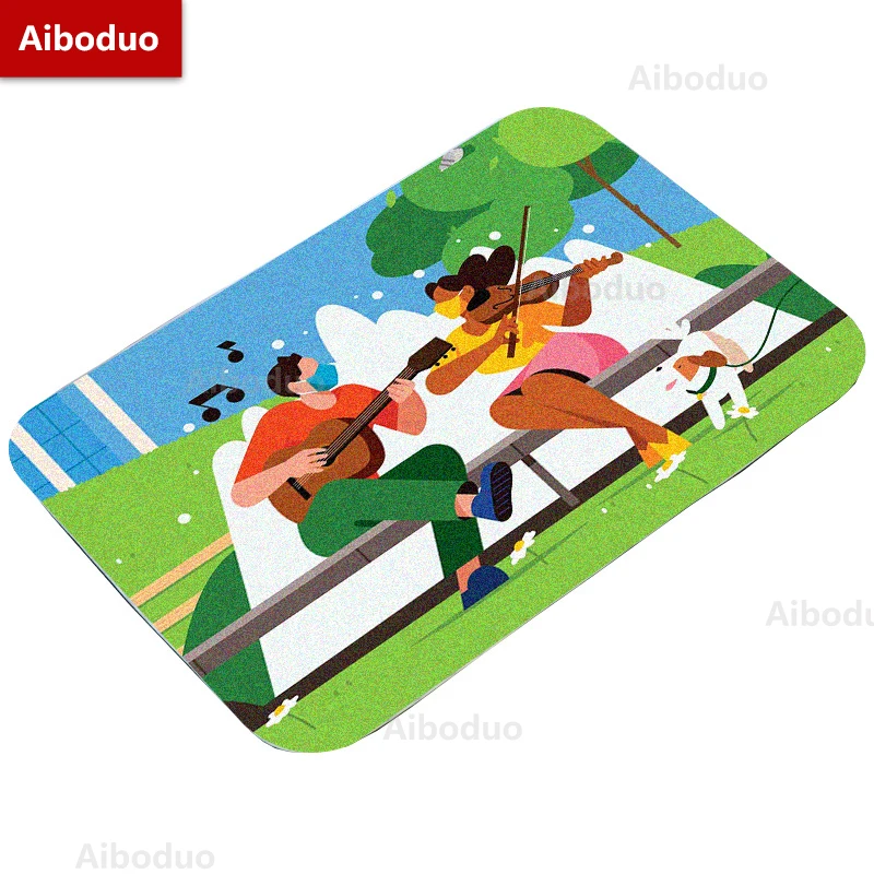 Aiboduo 40x60/50x80CM Cartoon Designed Art Absorbable Soft Non-slip kawaii Household Exclusive DoorMat Living Room Bathroom Set