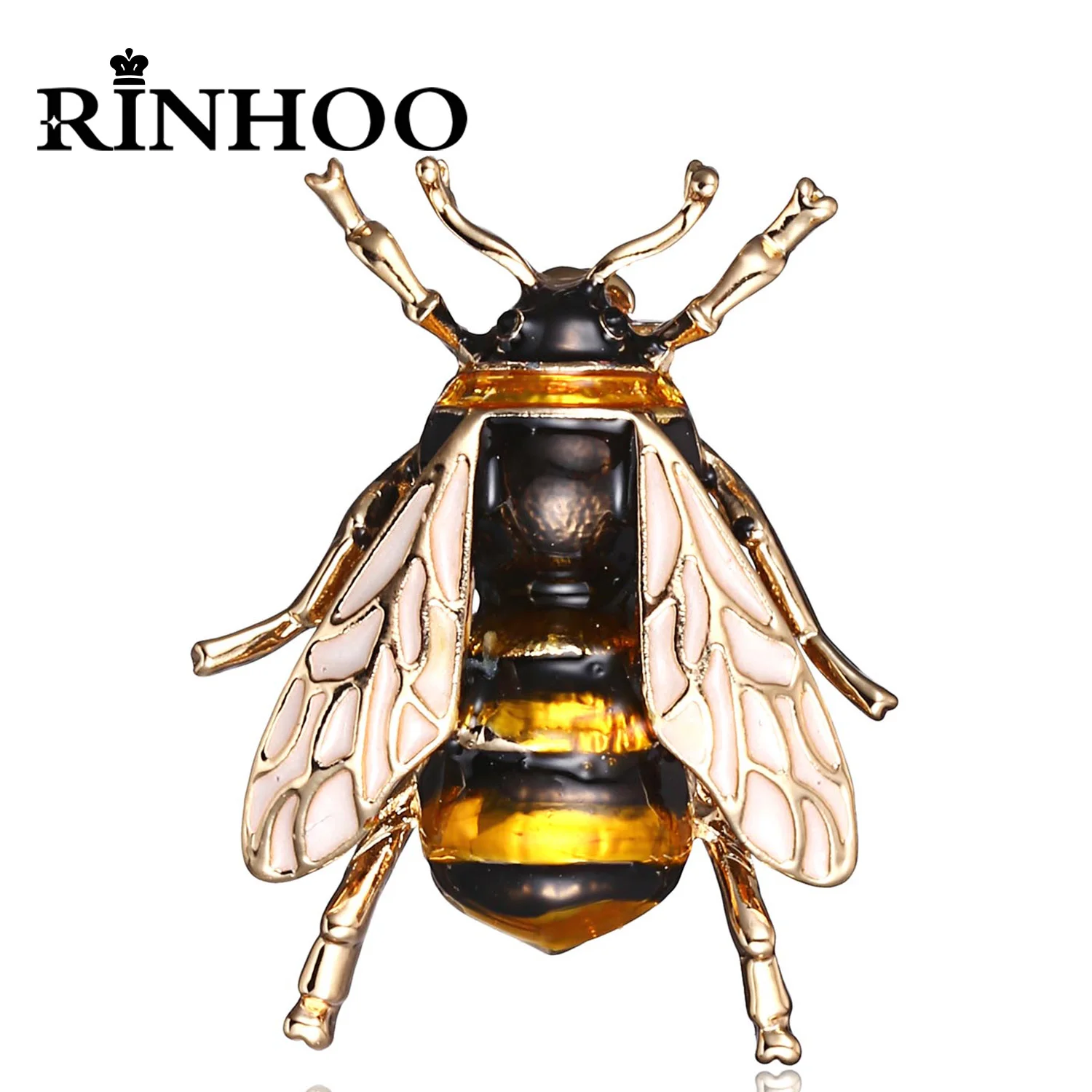 Rinhoo Delicate Little Bee Brooch Crystal Rhinestone Insect Ant Flying Bee Animal Honeybee Enamel Pins Broach Needle Badge Gifts