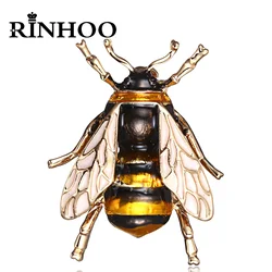 Rinhoo Delicate Little Bee Brooch Crystal Rhinestone Insect Ant Flying Bee Animal Honeybee Enamel Pins Broach Needle Badge Gifts