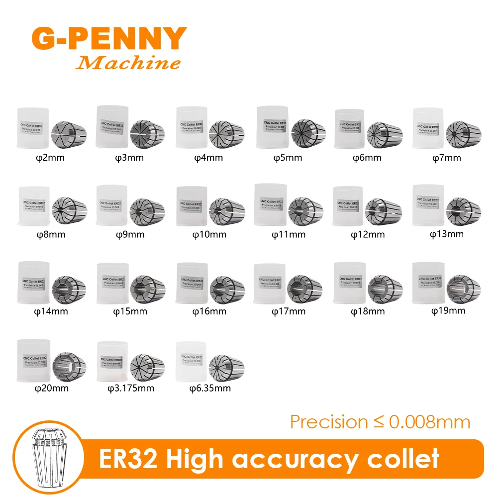 Spindle Collet 1pcs ER32 spring collet chuck High accuracy 0.008mm 2~20,1/4,1/8 CNC Milling Lathe Tool spindle motor