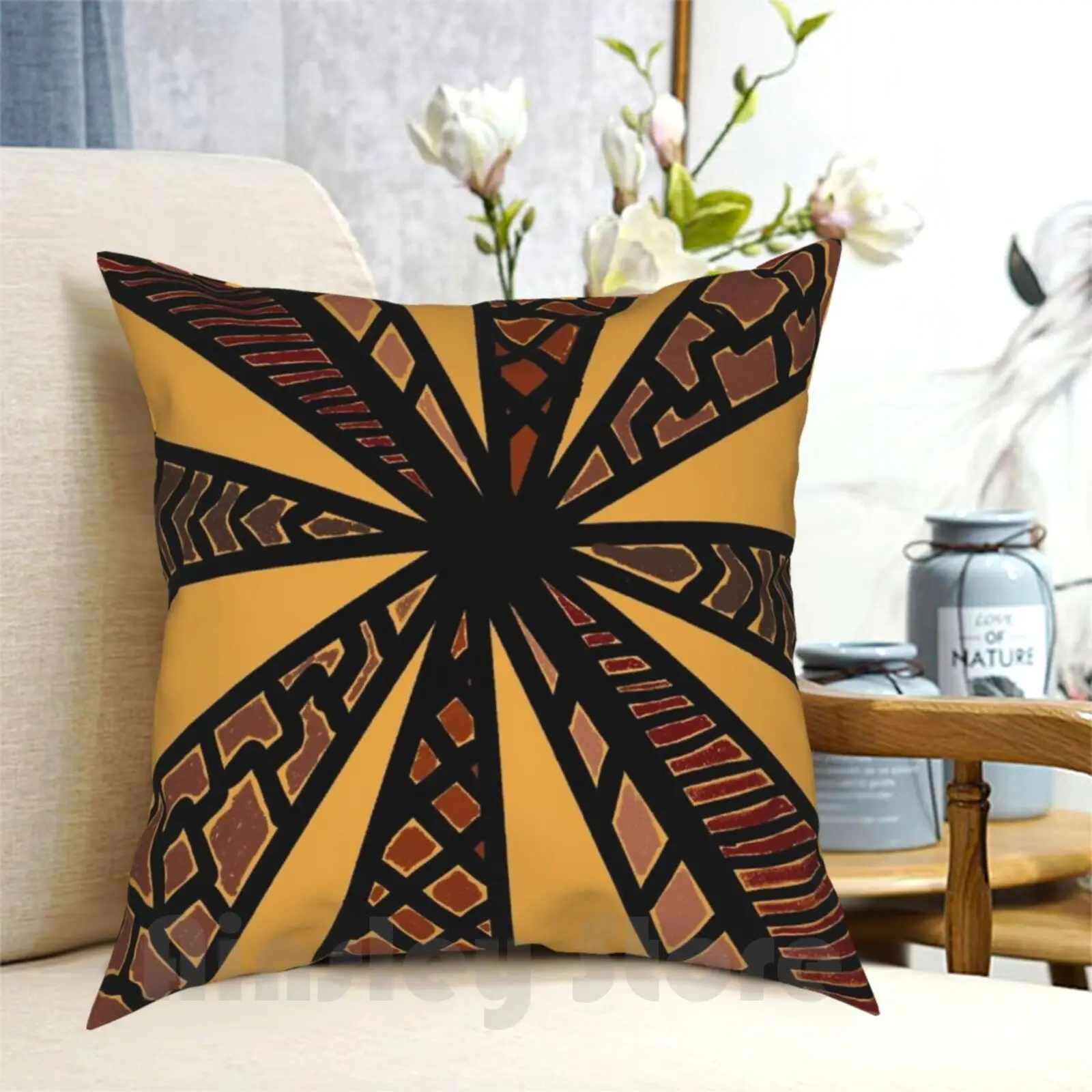 Yellow And Brown African Ankara Pillow Case Printed Home Soft Throw Pillow Brown Josie Otoreno Josephineotoreno African