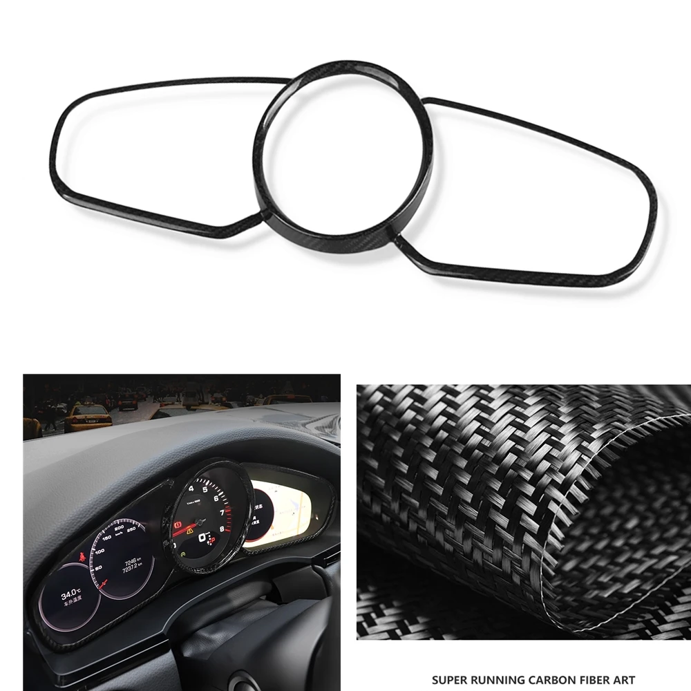 

For Porsche Cayenne 2018 2019 2020 2021 2022 Carbon Fiber Interior Dashboard Panel Tachometer Display Screen Frame Cover Trim