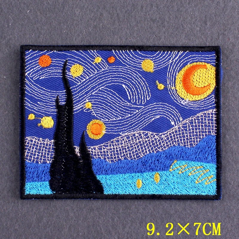 Iron On Patch Van Gogh Patches On Clothes DIY Oil Painting Stripes Wave Clothing Thermo adhesive Patches for Clothing Stickers