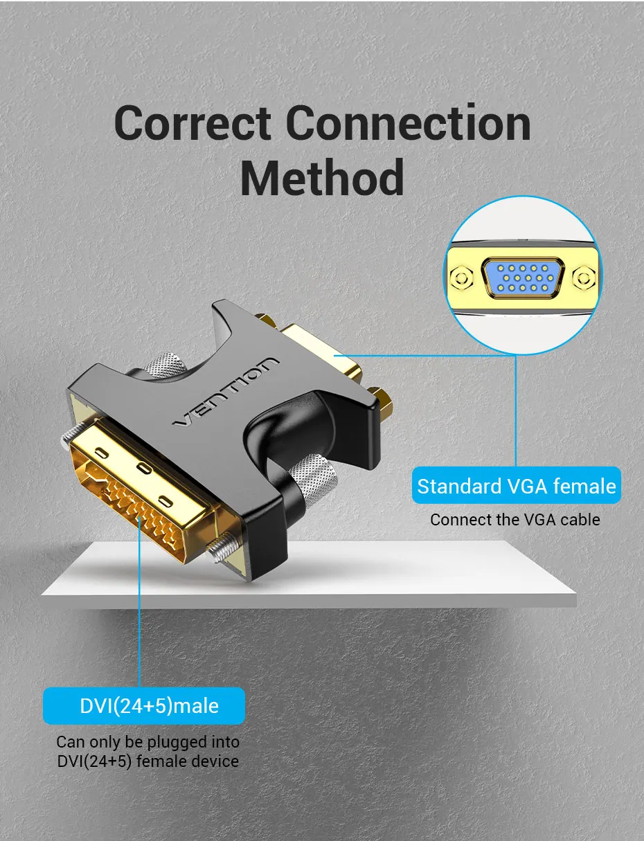 Tions DVI zu VGA 24 + 5 Adapter DVI-I Stecker auf VGA BUCHSE Konverter 1080P für Computer Monitor TV projektor Kabel VGA zu DVI 1pc – Detail 3