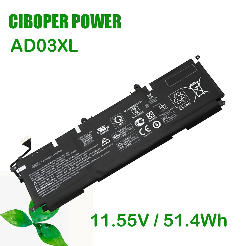 Batería para portátil CP TPN-I128 HSTNN-DB8D 921439 -855 921409 -271 AD03XL AD03 51,4Wh para la serie Envy 13-AD000 13-AD101TX AD-105TX