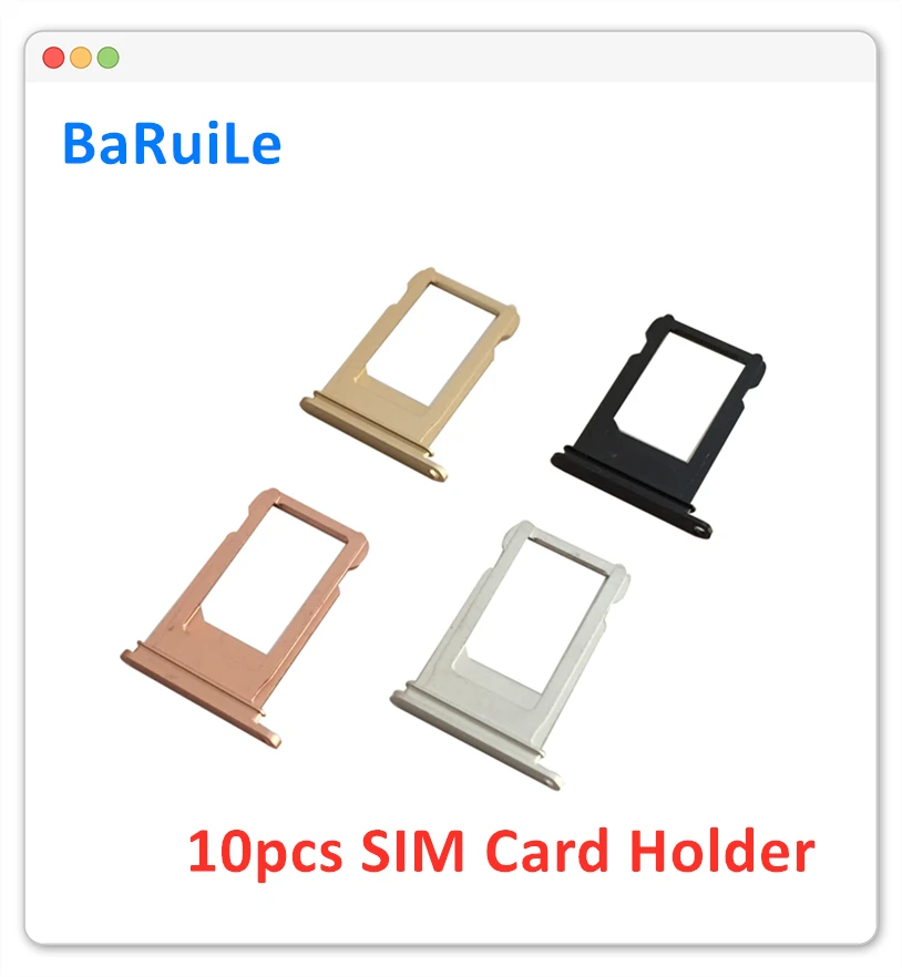 BaRuiLe 10pcs SIM Card Tray for iphone 6 6S Plus 7G 7P 8 8Plus X SIM Card Holder Slot Adapter Repair Replacement Parts