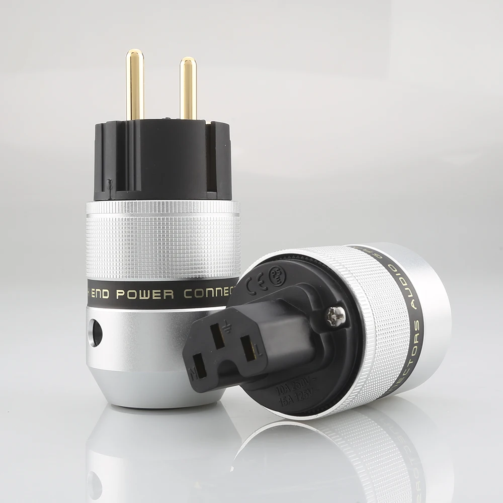 

Hi End Audio Aluminum Gold Plated Schuko Power Plug Connector+IEC Female Plug Hifi Audio EU Plug High Quality