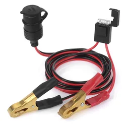 2M Wire DC12v Car Cigarette Lighter Extension Cable Alligator Clip Connector Power Plug Socket with Fuse Tap + 25A Fuse