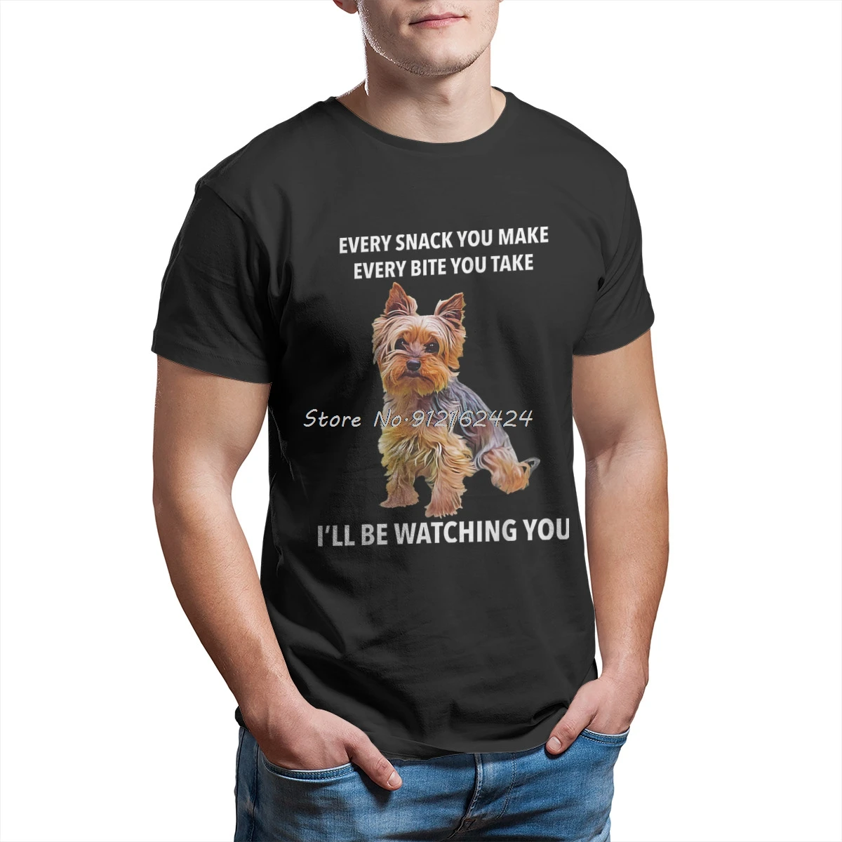 Yorkshire Terrier Funny Meme Every Snack I'll Be Watching  T Shirt Men T Shirt Summer Cotton Tshirt Tees Streetwear