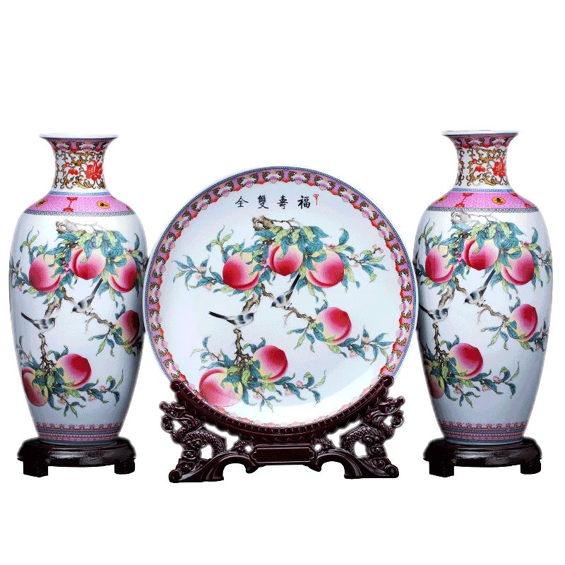 

Jingdezhen ceramics three piece set Vase ornament new Chinese style home decoration living room flower arrangement handicraft