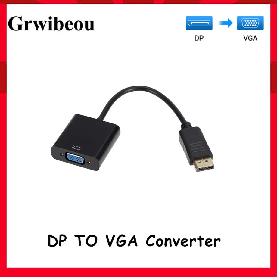 

DP to VGA Adapter Cable 1080P DisplayPort Male to VGA Female Converter Adapter For Projector DTV TV HDVD Laptop