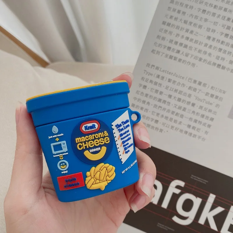 3D ยี่ห้อชีสอาหารสำหรับ AirPods 1 2 Pro 3 Charing กล่องซิลิคอนหูฟังไร้สายบลูทูธป้องกัน