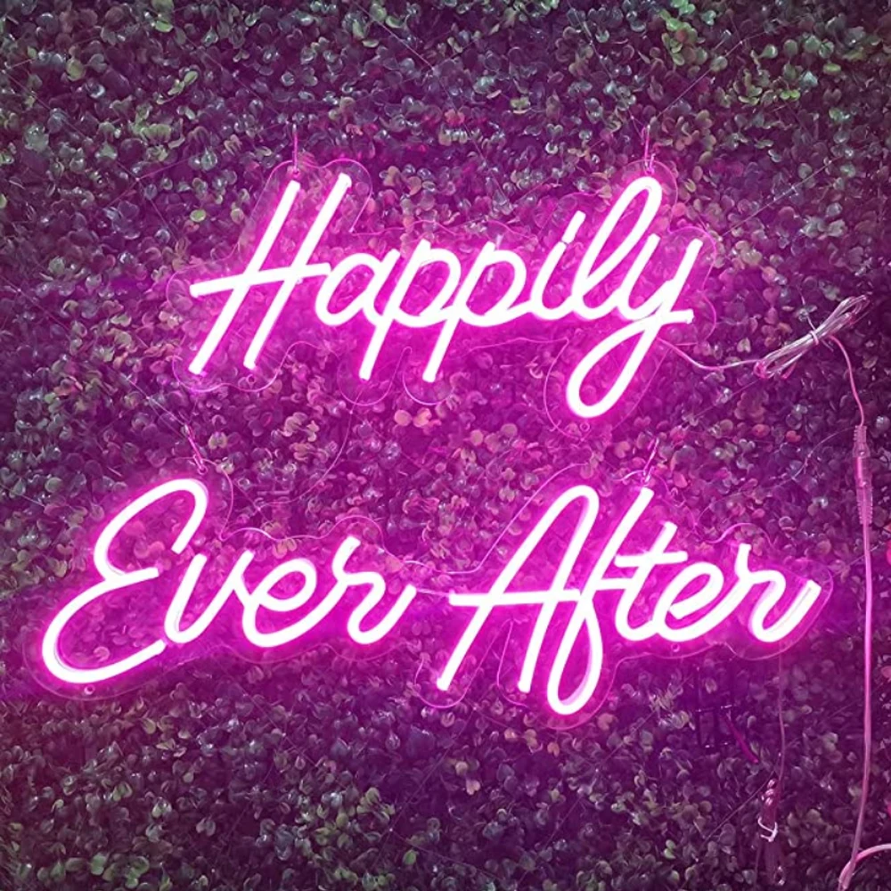 

Happily Ever After Neon Light Sign Custom Handmade Real Glass Tube Home Room Decor Display Lamp Wedding Gift On Wall 17"X 14"