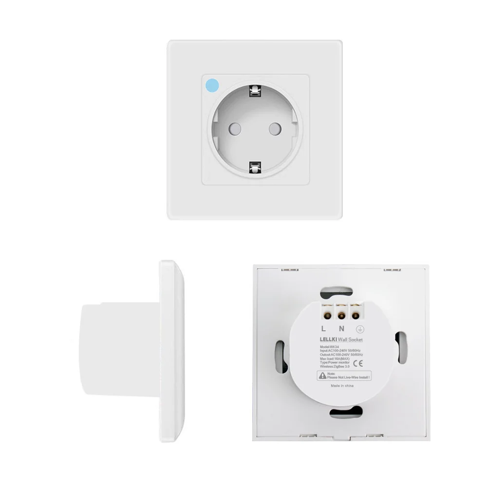 LELLKI Tuya Smart Wall Socket 220v Zigbee EU Standard Electrical Sockets Russia Spain Plug Smart Life With Alexa Google Home