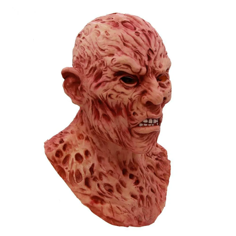 Costume d'halloween réaliste pour adultes, masque d'horreur de luxe Freddy Krueger, masque de carnaval effrayant pour fête de noël C34K187