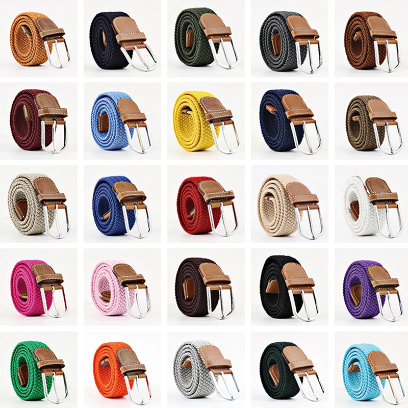 Multicolor Men Women Casual Knitted Pin Buckle Woven Belt All-match Elastic Punk Stretch Belts Waist Strap Harajuku Waistband