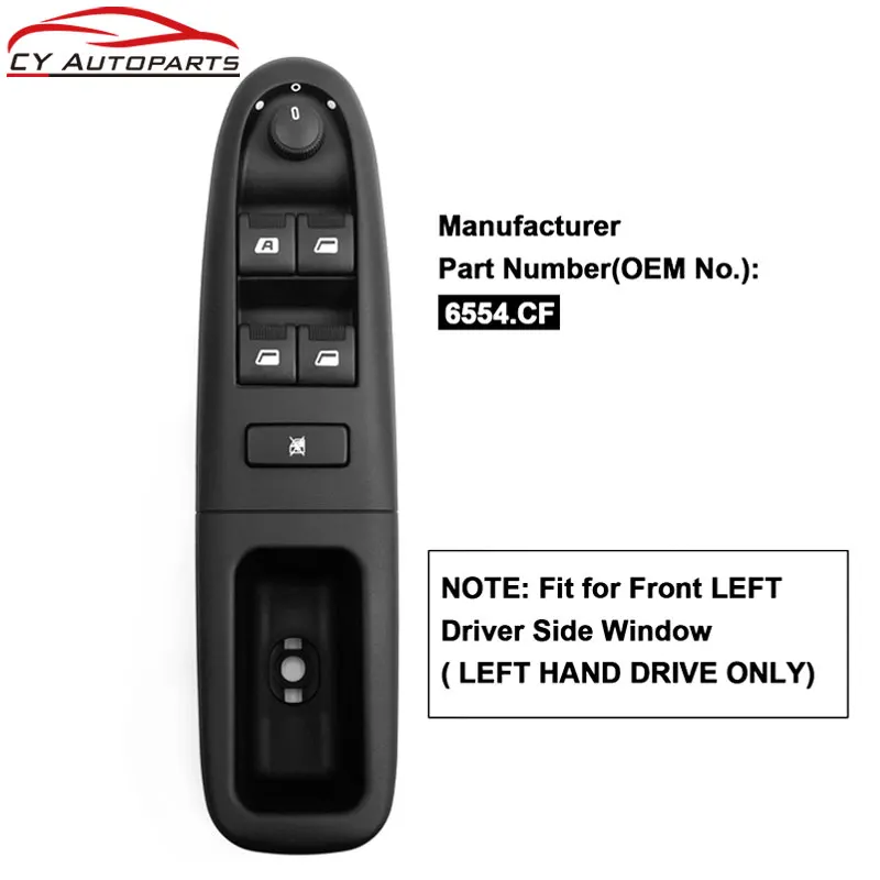 YAOPEI Front Left Electronic Power Electric Window Switch Control For Peugeot 406 8B Baujahr 1995-2004 6554CF 6554.CF