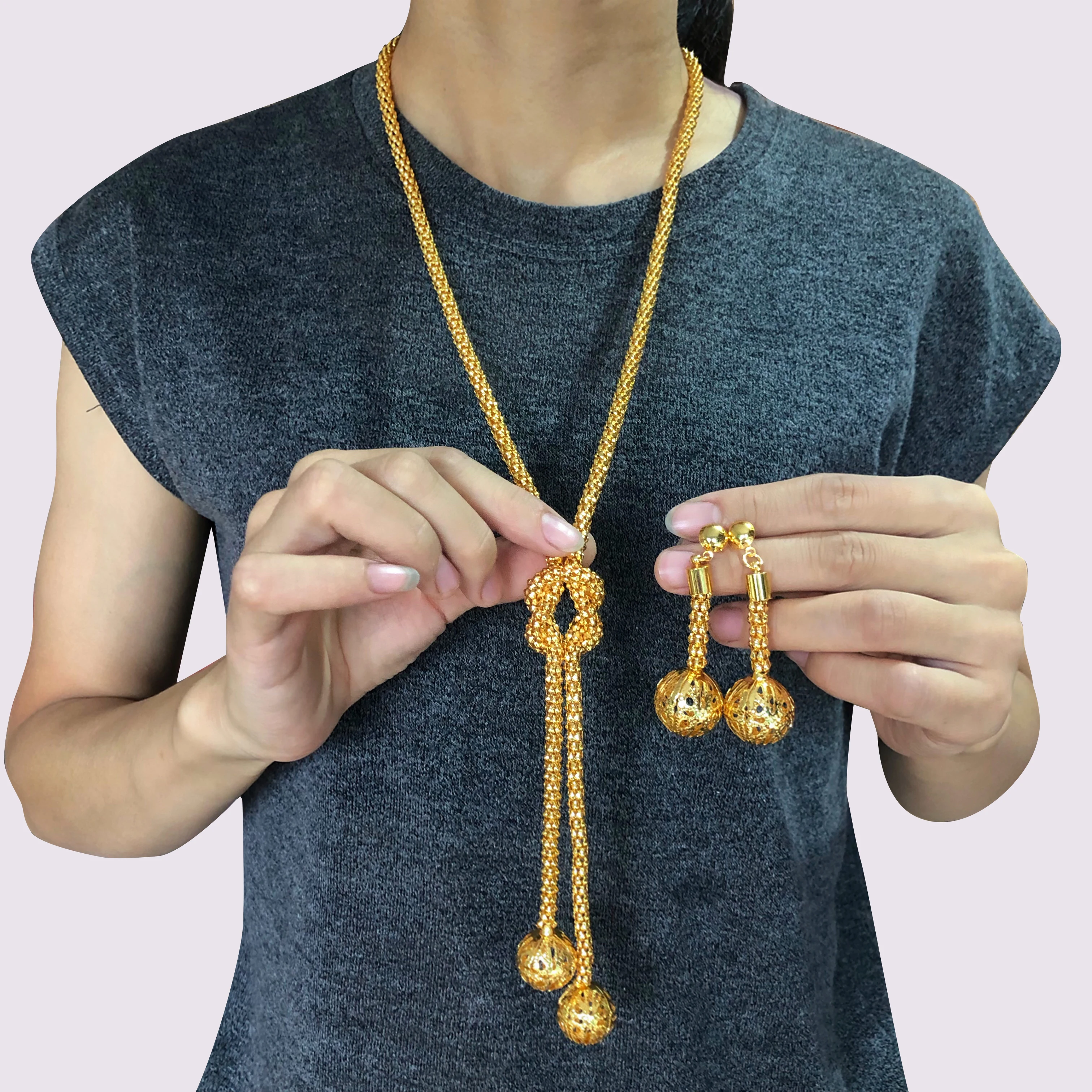 Picture 4: Dubai Gold Color Jewelry Sets For Women Big Necklace African Beads Jewelry Set Women Italian Bridal Wedding Jewelry Sets