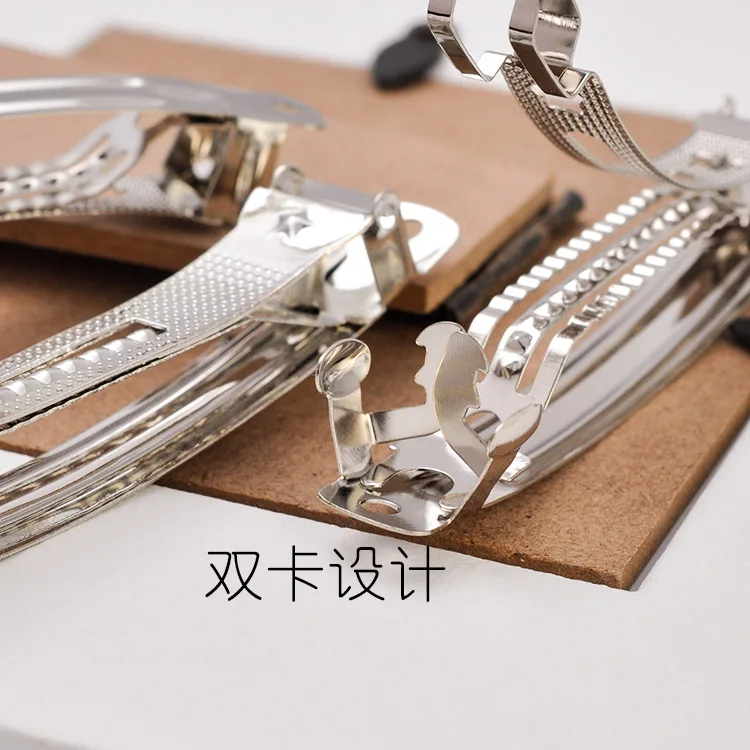 2021 French Barrette Style Spring Hair Clips Automatic Clip Blank Width Setting Rhodium Bow Hairpin Supplies For Jewelry Making