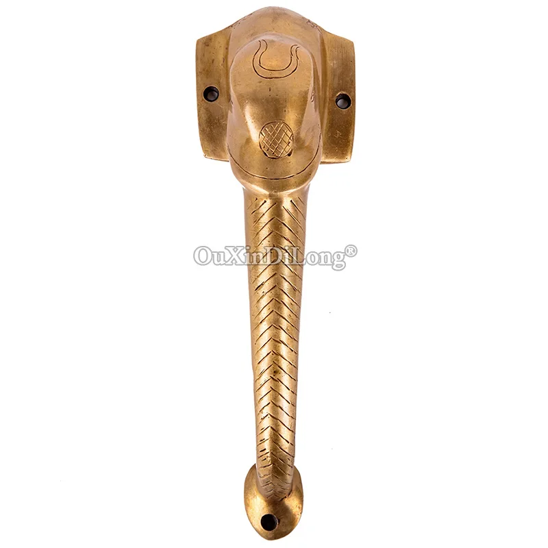 

1PCS Antique Brass Lucky Elephant Handle Villa Club India Door Pulls Handmade Surface-Mounted Door Handles GF720