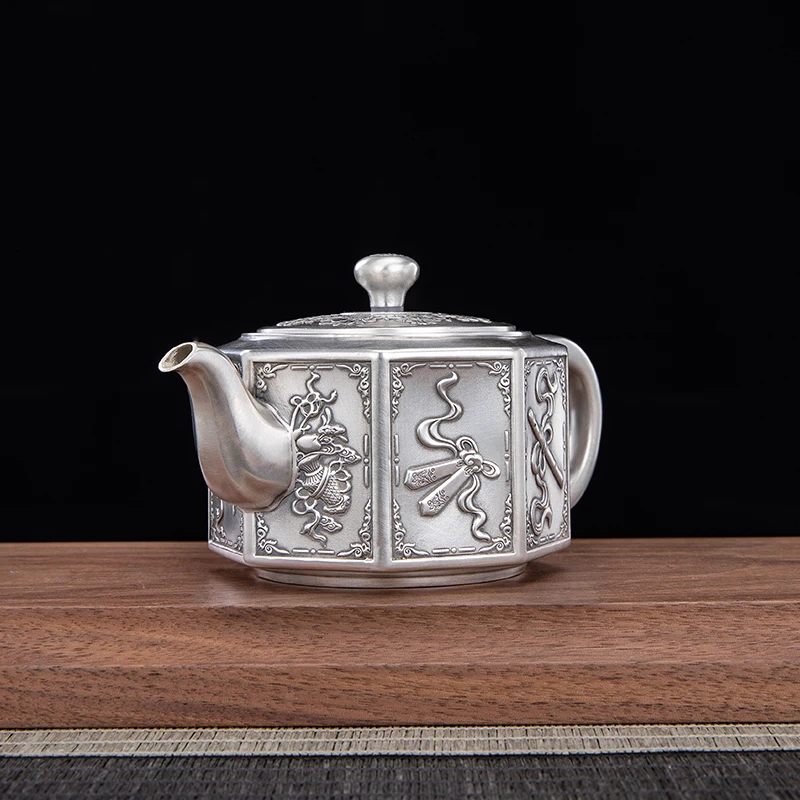 Babao Fulu Silver Teapot Pure Silver 999 Household Silver Teapot Pure Handmade Tea Ceremony Teapot