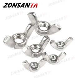 ZONSANTA 스테인리스 스틸 윙 너트, 나비 너트 주괴, DIN315 아이 너트, M3 M4 M5 M6 M8 M10 M12 304 조임