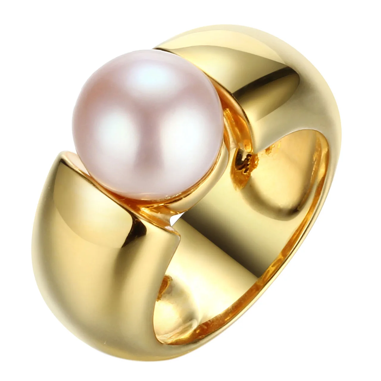 GESIDE  Freshwater Pearl 18k Yellow Gold Over Sterling Silver Ring crystal Natural luxury plata 925 handmade jewelry