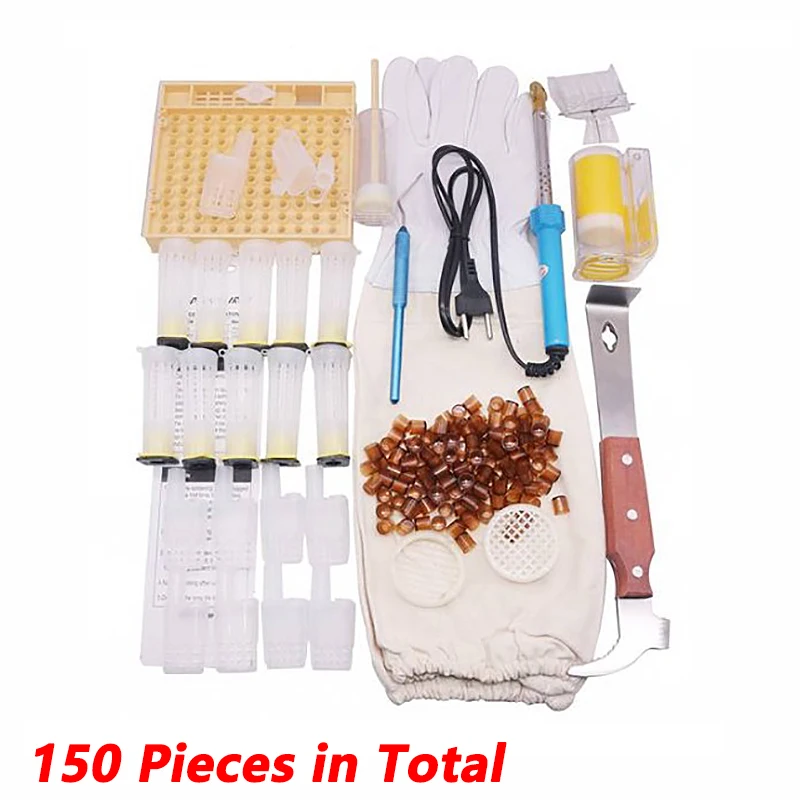 150Pcs Beekeeping Complete Queen Rearing Cell Cup kit Catcher Box Cage Apiculture System Bee keeper Tool Set